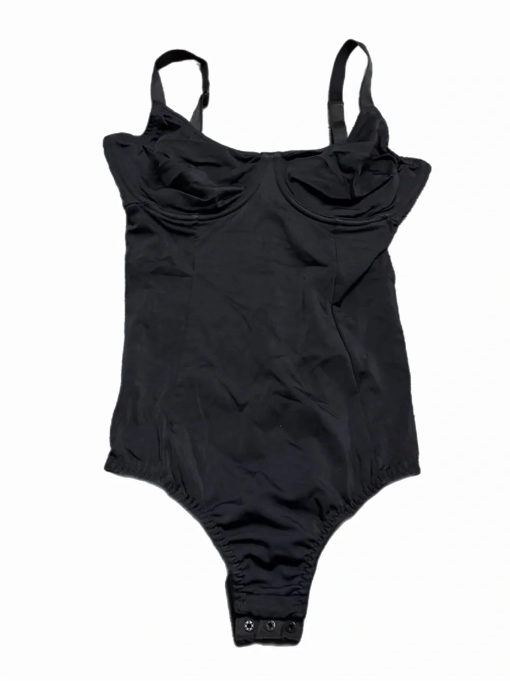80s/90s European Vintage Marilyn Shapewear Nylon Bodysuit (Black) Size S - Picture 1 of 7